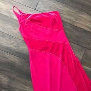 NWT hot pink prom dress - velvet & bead trim